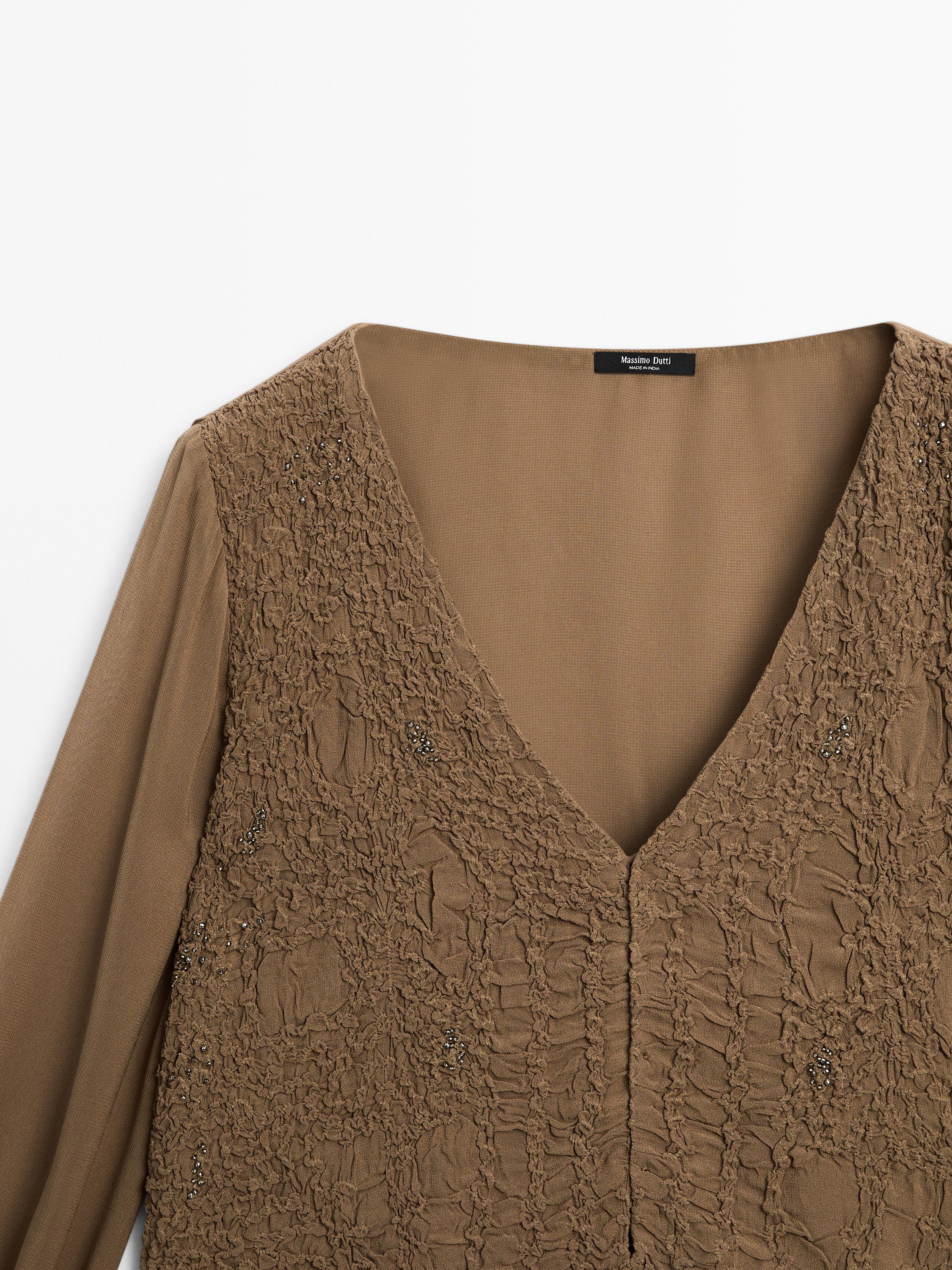 Chemisier texturé à volants